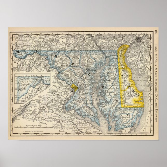 Poster Maryland, DC e Delaware (Frente)