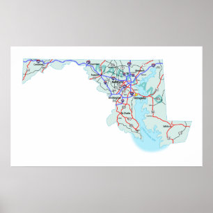 Pôster Maryland Interstate Map Print