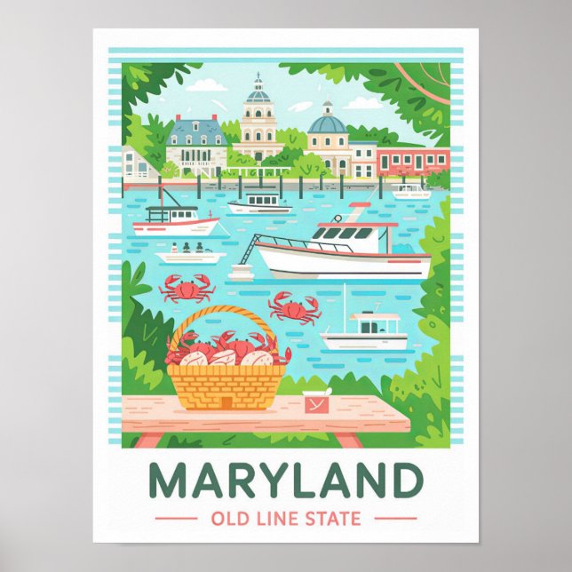 Poster Maryland Old Line State USA Summer Viagem (Frente)