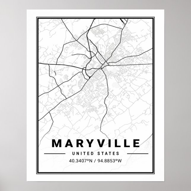 Poster Maryville Tennessee USA - Mapa da Cidade Viagem (Frente)