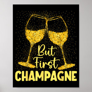 Poster Mas Primeiro Champanhe Engraçado Ano Novo Feriado