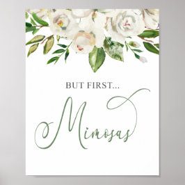 Poster Mas Primeiro Mimosas Floral Branco Verde