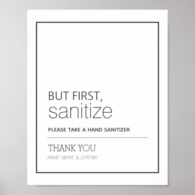 Poster Mas Primeiro, Sanitize Sinal De Casamento (Frente)