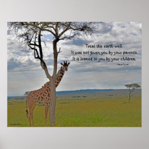 Poster Masai Mara do girafa, provérbio do Kenyan