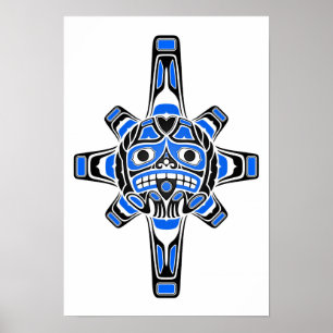 Poster Máscara azul e preta de Sun do Haida no branco