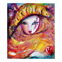 MÁSCARA CARNIVAL AMARELO COM ROSA VERMELHA