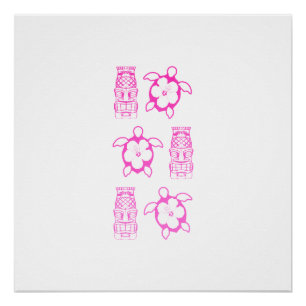 Pôster Máscara cor-de-rosa de Honu e de Tiki