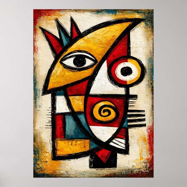 Poster Máscara Cubista Primitiva Geométrica Abstrata Ousa (Frente)