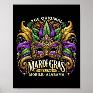 Poster Máscara de Carnaval de Mardi Gras Celebração