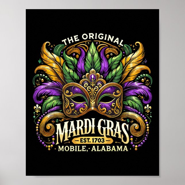 Poster Máscara de Carnaval de Mardi Gras Celebração  (Frente)