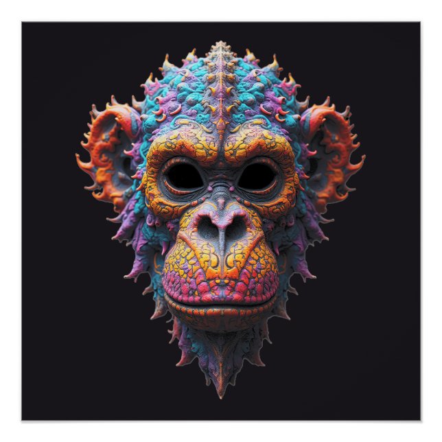 Pôster Máscara de Chimpanzé Ornamentada (Frente)