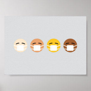 Poster Máscara de Emoji Faces para Cima COVID