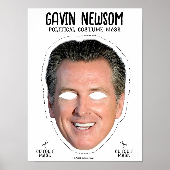 Poster Máscara de fantasia de Gavin Newsom (Frente)