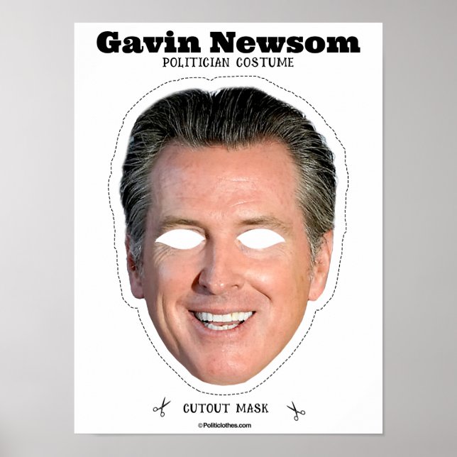 Poster Máscara de fantasia de Gavin Newsom (Frente)