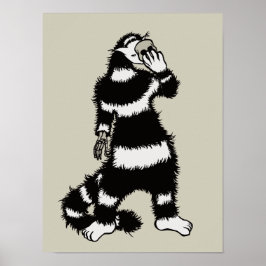 Poster Máscara de Gato Spookure Skeleton Mão Crânio