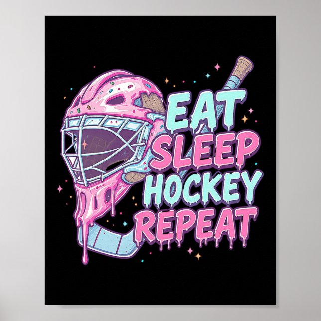Poster Máscara de Goleiro de Hóquei com Gotejamento de So (Frente)