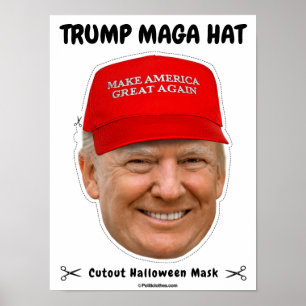Poster Máscara de Hat Halloween do Donald Trump MAGA