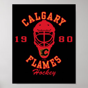 Poster Máscara de hóquei Calgary Flames branca licenciada