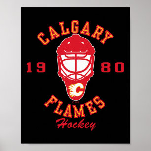 Poster Máscara de hóquei Calgary Flames preta licenciada