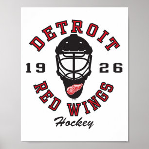 Poster Máscara de hóquei Detroit Red Wings Cinza Licencia