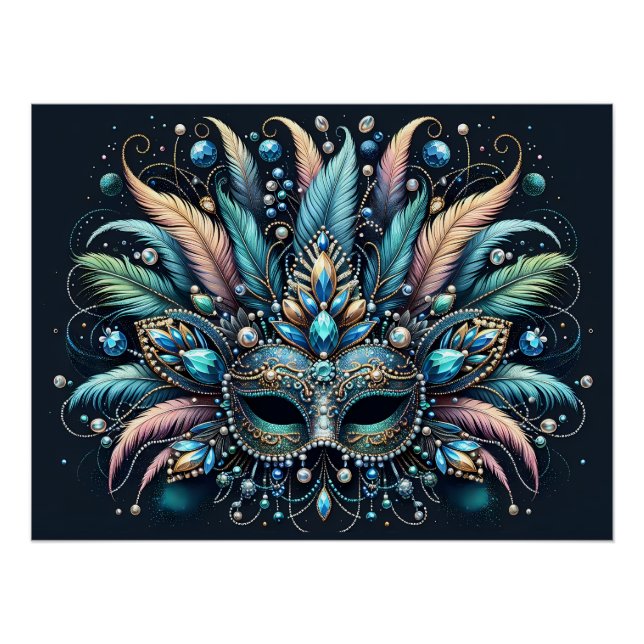 Pôster Máscara de Joias com Penas Boho Masquerade (Frente)