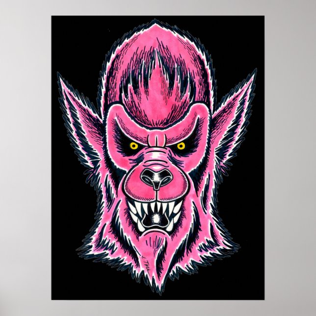Poster Máscara de Lobisomem Rosa (Frente)