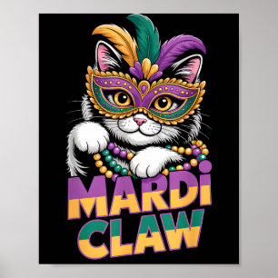 Poster Máscara de Mardi Claw Gato Gatito Mascarada Roxa V