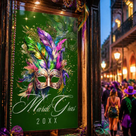 Poster Máscara de Máscaras de Mardi Gras | Cartaz Verde