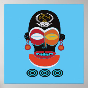 Poster Máscara de ornamentado colorida africana