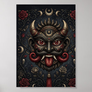 Poster Máscara de Proteção Gótica Inspirada na Índia para