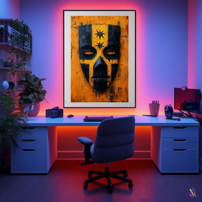 Poster Máscara do Antigo Guerreiro - Tribal Mesoamerican (Criador carregado)