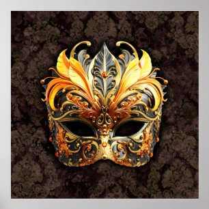 Poster Máscara Dourada de Mascarada Veneziana