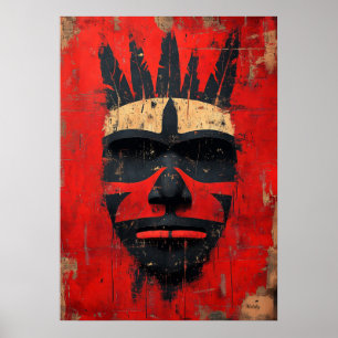 Poster Máscara Espírito Guerreiro – Poder Tribal Indígena