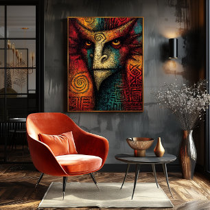 Poster Máscara Espírito Primal Abstrato – Tribal expressi