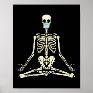 Poster Máscara Facial de Esqueleto Lótus Yoga Ioga Hallow