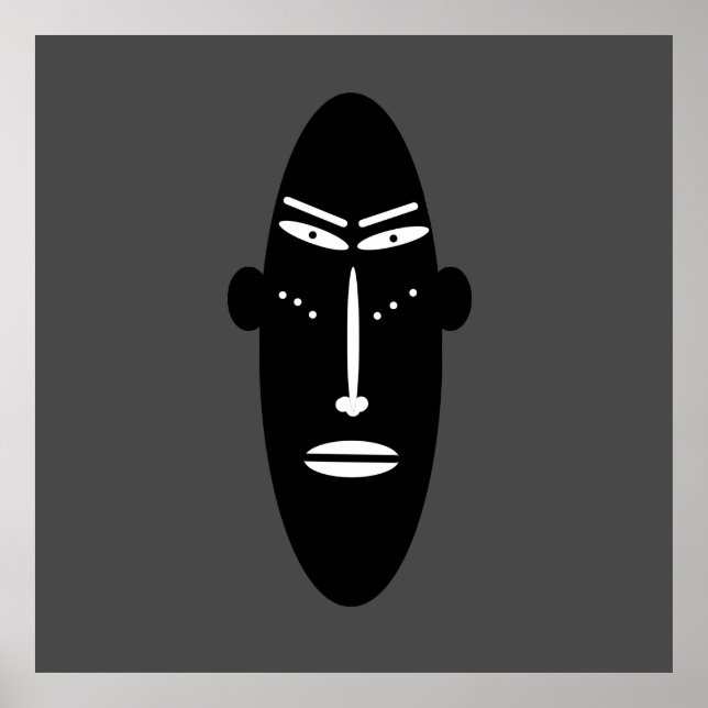 Poster máscara moderna abstrato preto (Frente)