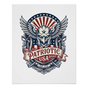 Pôster Máscara Patriota Guardião Liberdade Militar Inspir