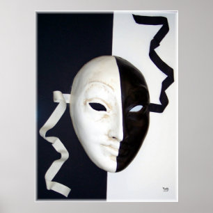 Poster Máscara preto e branco