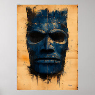Poster Máscara Protetora Tiki – Símbolo Espiritual Poliné