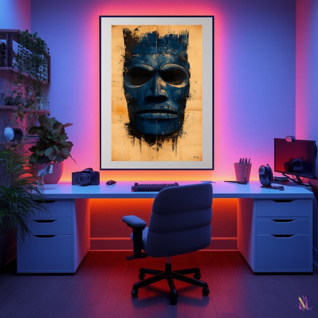 Poster Máscara Protetora Tiki – Símbolo Espiritual Poliné (Criador carregado)