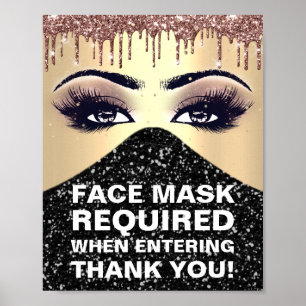 Poster Máscara Rosto Necessária Covid Agradeço Glitter Ro