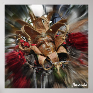 Pôster Mascarada Dourado