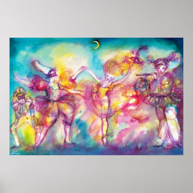 Poster MASCARADA, Mardi Gras Máscaras, Dança, Música (Frente)