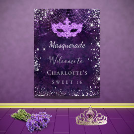 Poster Mascarada roxo brilho prateado pó Doce 16
