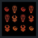 Poster máscaras decoradas da tribo africana<br><div class="desc">Este padrão original tribal africano colorido, abstrato, com adoráveis ornamentos étnicos tribais é um excelente de aniversário, feriado e uma ideia de presente de Natal para pessoas que amam motivos africanos, cultura e história. A melhor ilustração afrocêntrica do estilo moderno para sua coleção de roupas. Vocês vão ficar incríveis nesta...</div>