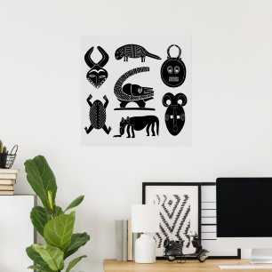 Poster máscaras e animais da tribo africana