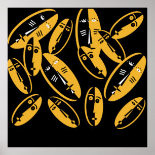 Poster máscaras modernas abstrato