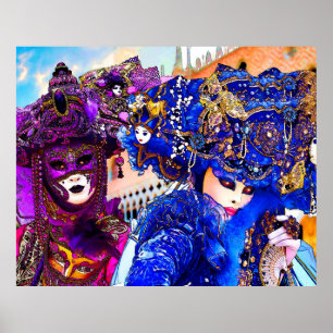 Pôster Máscaras Tradicionais Coloridas do Carnaval de Ve
