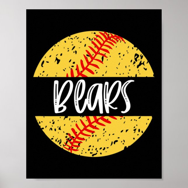 Poster Mascote da Equipe de Softbol Bears Espírito Escola (Frente)