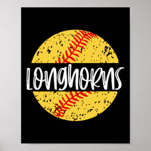 Poster Mascote da Equipe de Softbol Longhorns Espírito Es